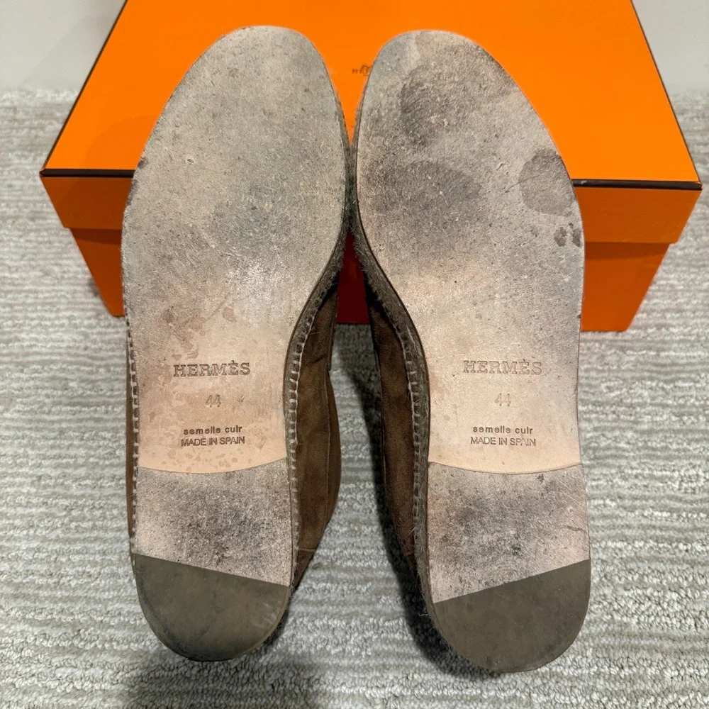 *SOLD!* Hermes Men’s Brown Suede Trip Espadrilles Size 44 EU / 11 US - Picture 9 of 13